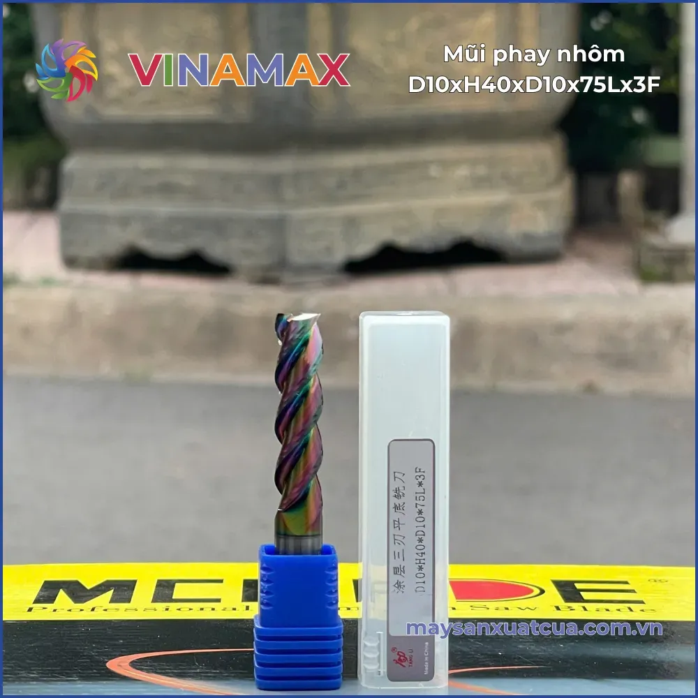 Mũi phay nhôm D10*H40*D10*75L*3F