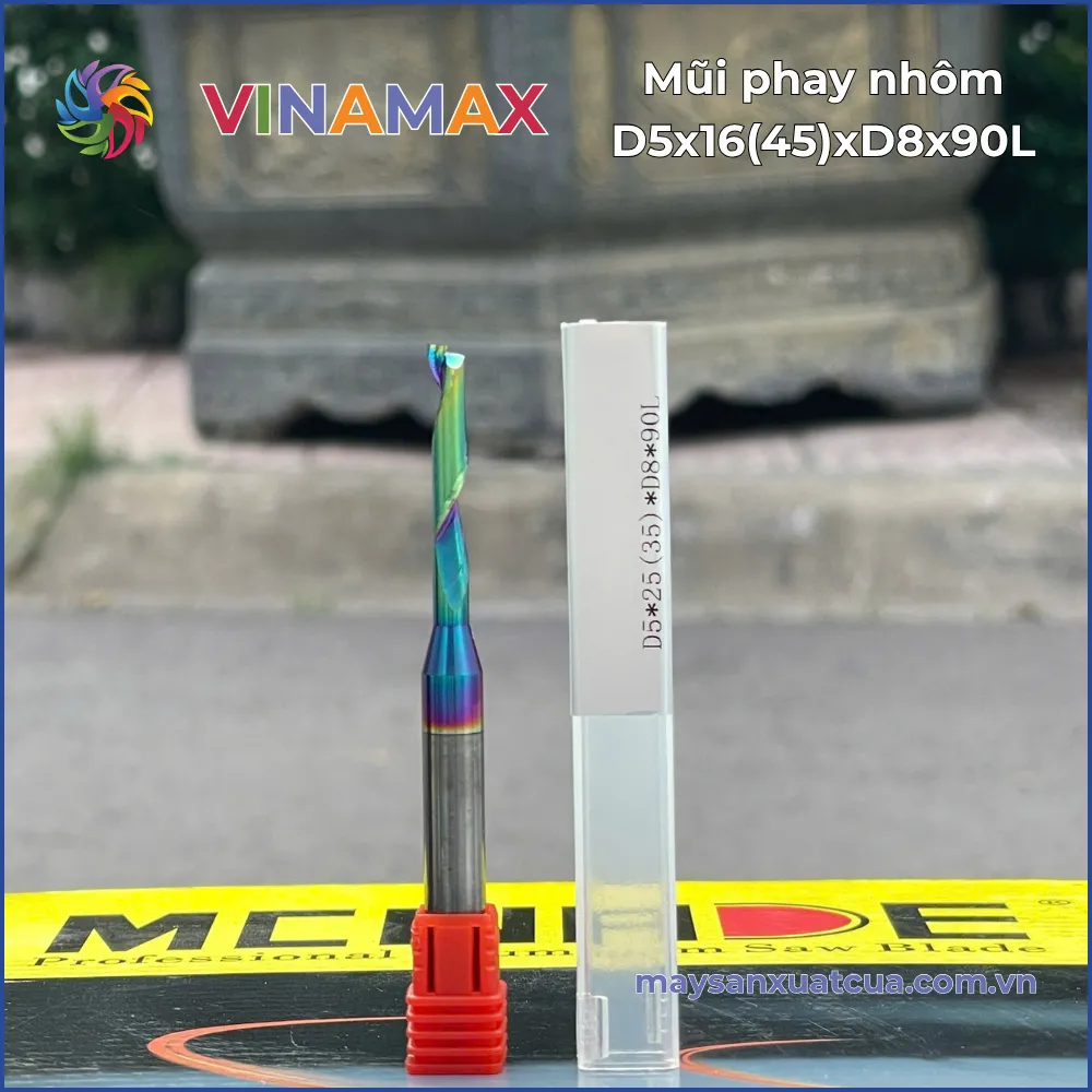 Mũi phay nhôm D5*16(45)*D8*90L